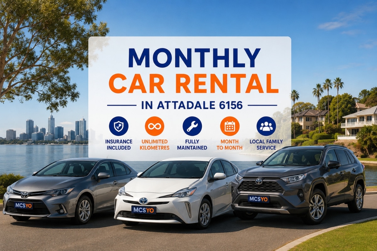 Monthly Car Rental in Attadale 6156 featuring Toyota hybrid vehicles including a Corolla, Prius and RAV4 beside the Swan River with affordable long term car hire and unlimited kilometres in Perth WA